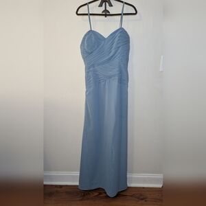 Alfred Angelo Strapless Bridesmaid Dress with Draped Bodice in Soft Blue Size 16